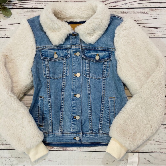 Sanctuary Anthropologie minka fur denim jacket NWT - Picture 5 of 9